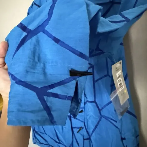 New Ali Miles Medium Blue Black Artsy Lagenlook Textured 3/4 Sleeve Art To Wear - Picture 10 of 14